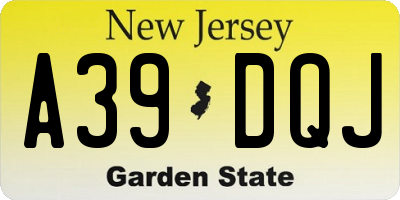 NJ license plate A39DQJ