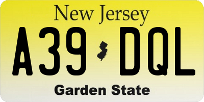NJ license plate A39DQL