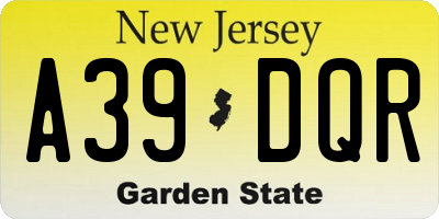 NJ license plate A39DQR
