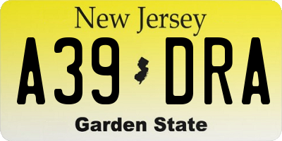 NJ license plate A39DRA
