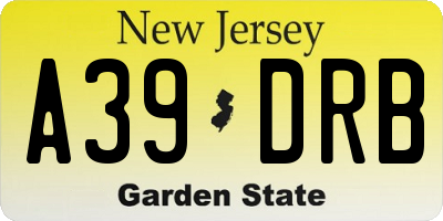 NJ license plate A39DRB