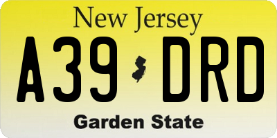NJ license plate A39DRD