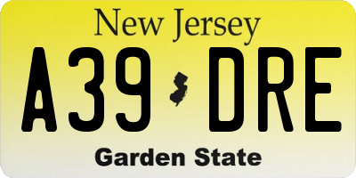 NJ license plate A39DRE