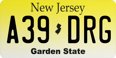 NJ license plate A39DRG