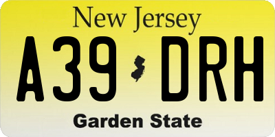 NJ license plate A39DRH