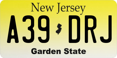 NJ license plate A39DRJ