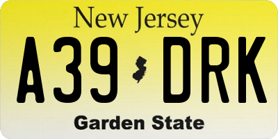 NJ license plate A39DRK