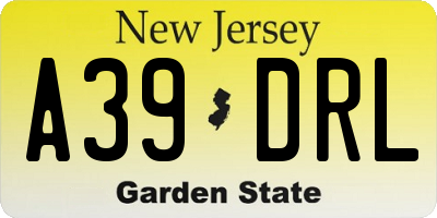 NJ license plate A39DRL