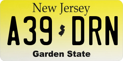 NJ license plate A39DRN