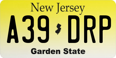 NJ license plate A39DRP