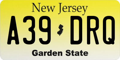NJ license plate A39DRQ