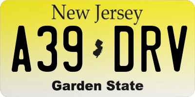 NJ license plate A39DRV
