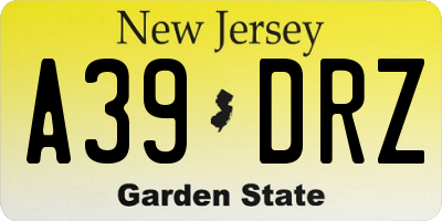 NJ license plate A39DRZ