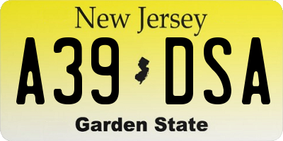 NJ license plate A39DSA