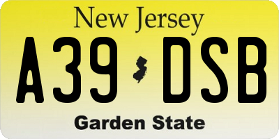 NJ license plate A39DSB