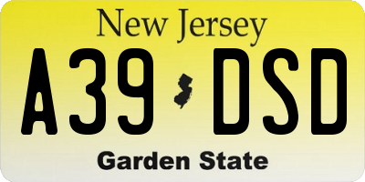 NJ license plate A39DSD