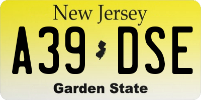 NJ license plate A39DSE