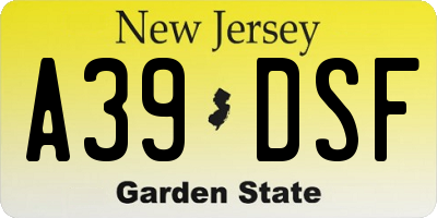 NJ license plate A39DSF