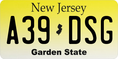 NJ license plate A39DSG
