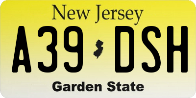 NJ license plate A39DSH