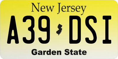 NJ license plate A39DSI