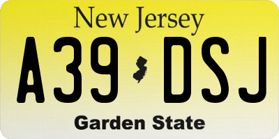 NJ license plate A39DSJ