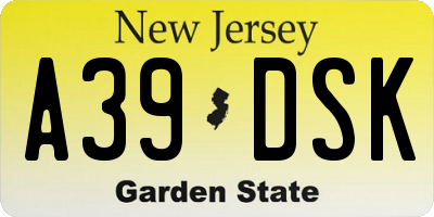 NJ license plate A39DSK