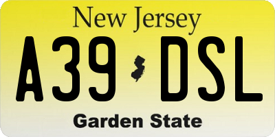 NJ license plate A39DSL