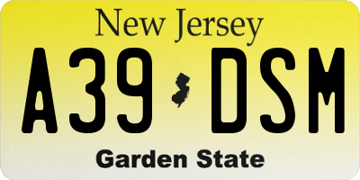 NJ license plate A39DSM