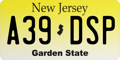 NJ license plate A39DSP