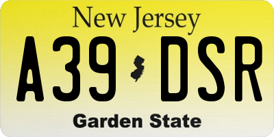 NJ license plate A39DSR