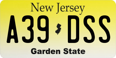 NJ license plate A39DSS