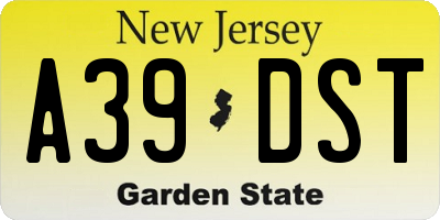 NJ license plate A39DST