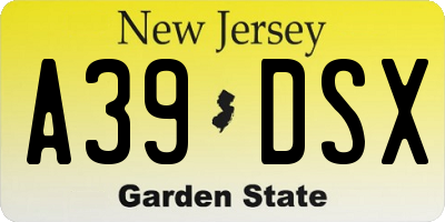 NJ license plate A39DSX
