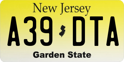 NJ license plate A39DTA