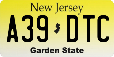NJ license plate A39DTC