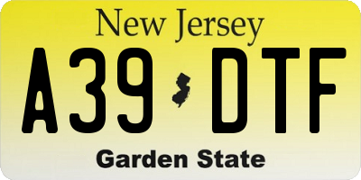 NJ license plate A39DTF