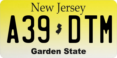 NJ license plate A39DTM