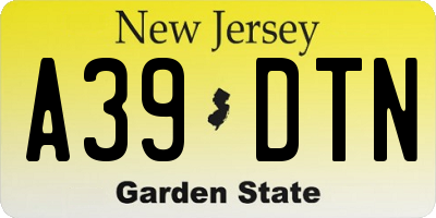 NJ license plate A39DTN