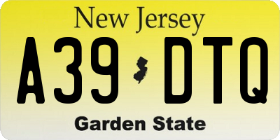 NJ license plate A39DTQ