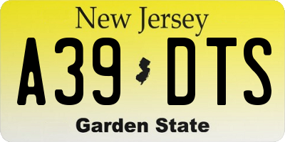 NJ license plate A39DTS