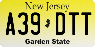 NJ license plate A39DTT