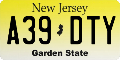 NJ license plate A39DTY