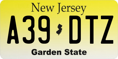 NJ license plate A39DTZ