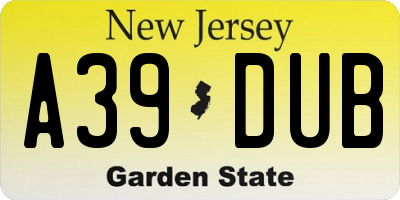 NJ license plate A39DUB