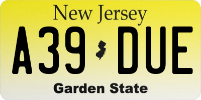 NJ license plate A39DUE