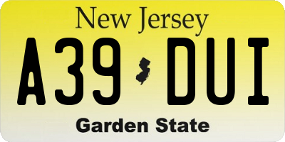 NJ license plate A39DUI