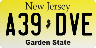 NJ license plate A39DVE