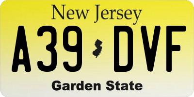NJ license plate A39DVF