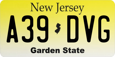 NJ license plate A39DVG